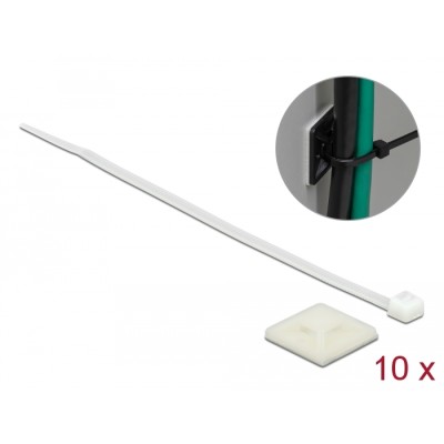 Delock Cable Tie Mount 25 x 25 mm with Cable Tie L 150 x W 3.6 mm white