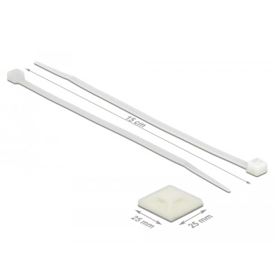 Delock Cable Tie Mount 25 x 25 mm with Cable Tie L 150 x W 3.6 mm white 2