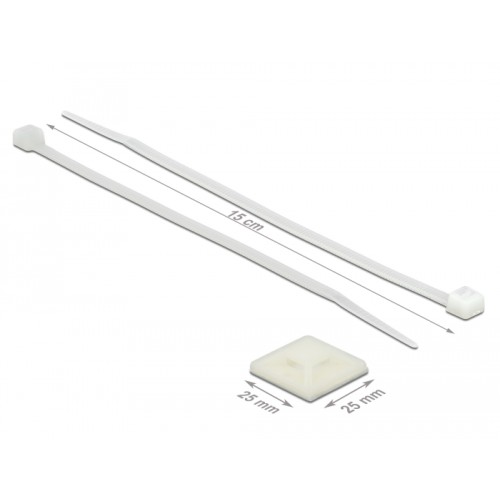 Delock Cable Tie Mount 25 x 25 mm with Cable Tie L 150 x W 3.6 mm white
