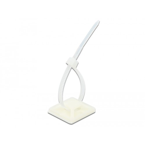 Delock Cable Tie Mount 25 x 25 mm with Cable Tie L 150 x W 3.6 mm white