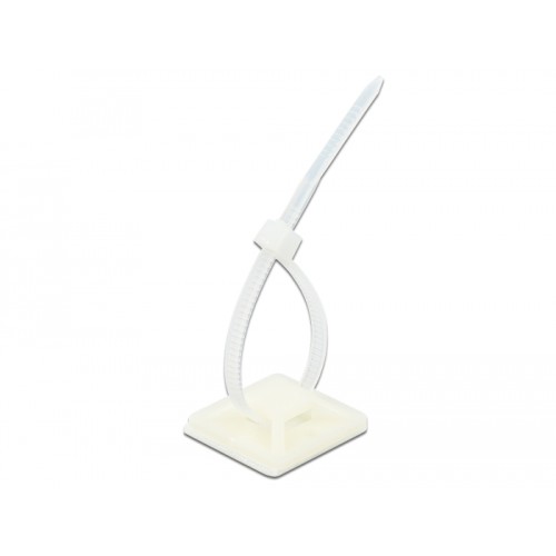 Delock Cable Tie Mount 30 x 30 mm with Cable Tie L 200 x W 4.8 mm white