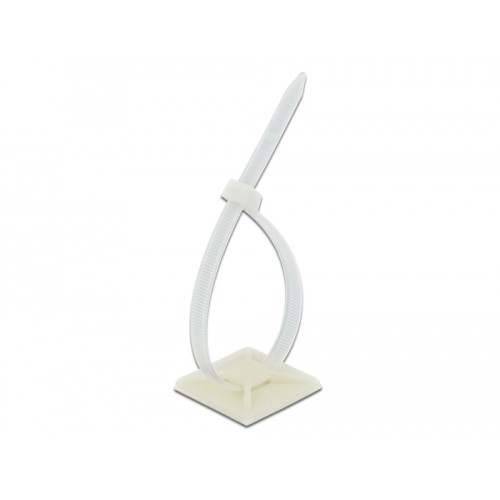 Delock Cable Tie Mount 40 x 40 mm with Cable Tie L 250 x W 7.2 mm white
