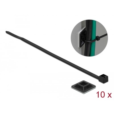 Delock Cable Tie Mount 20 x 20 mm with Cable Tie L 200 x W 2.5 mm black