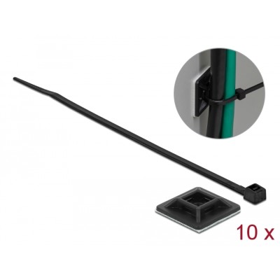 Delock Cable Tie Mount 28 x 28 mm with Cable Tie L 300 x W 3.4 mm black
