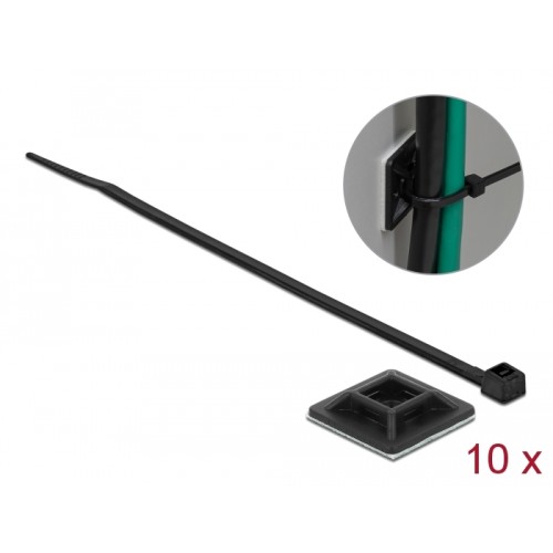 Delock Cable Tie Mount 28 x 28 mm with Cable Tie L 300 x W 3.4 mm black