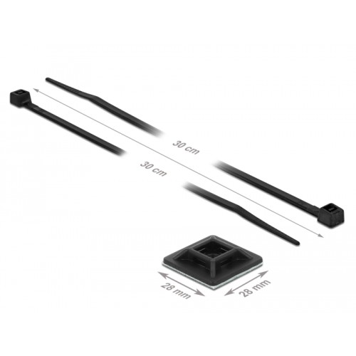 Delock Cable Tie Mount 28 x 28 mm with Cable Tie L 300 x W 3.4 mm black