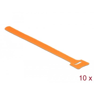 Delock Hook-and-loop fasteners L 200 mm x W 12 mm 10 pieces orange