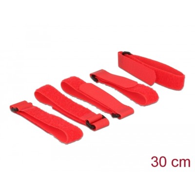 Delock Hook-and-loop fasteners L 300 mm x W 20 mm 5 pieces with loop red