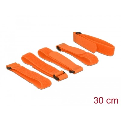 Delock Hook-and-loop fasteners L 300 mm x W 20 mm 5 pieces with loop orange