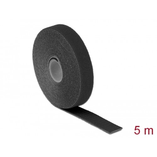 Delock Velcro tape on roll L 5 m x W 20 mm black