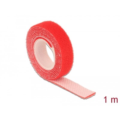 Delock Hook-and-loop tape on roll L 1 m x W 13 mm red