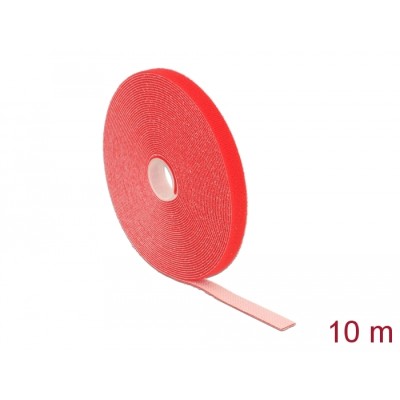 Delock Hook-and-loop tape on roll L 10 m x W 13 mm red