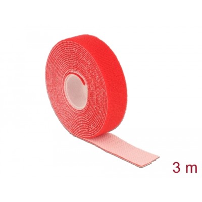Delock Hook-and-loop tape on roll L 3 m x W 20 mm red