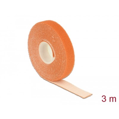 Delock Hook-and-loop tape on roll L 3 m x W 13 mm orange