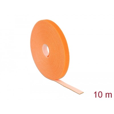 Delock Hook-and-loop tape on roll L 10 m x W 13 mm orange