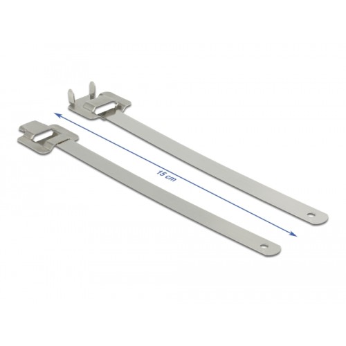 Delock Cable tie stainless steel reusable with folding clasp L 150 x W 10 mm 20 pieces