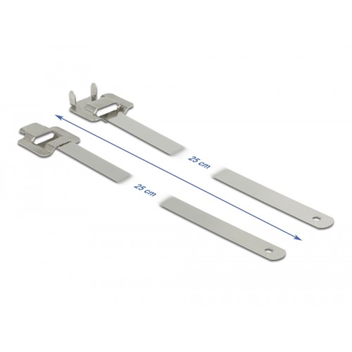 Delock Cable tie stainless steel reusable with folding clasp L 250 x W 10 mm 10 pieces