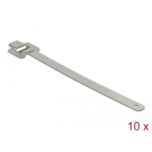 Delock Cable tie stainless steel reusable with folding clasp L 600 x W 10 mm 10 pieces
