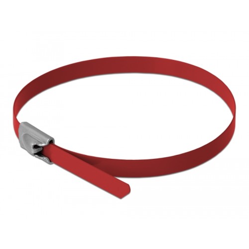 Delock Stainless Steel Cable Ties L 300 x W 4.6 mm red 10 pieces