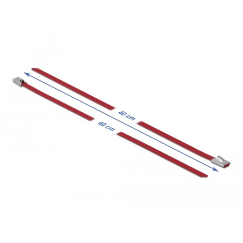 Delock Stainless Steel Cable Ties L 400 x W 4.6 mm red 10 pieces