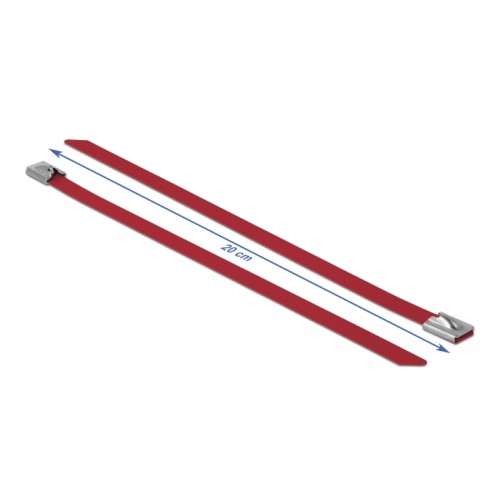 Delock Stainless Steel Cable Ties L 200 x W 7.9 mm red 10 pieces