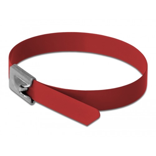 Delock Stainless Steel Cable Ties L 200 x W 7.9 mm red 10 pieces