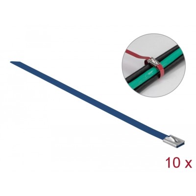 Delock Stainless Steel Cable Ties L 200 x W 7.9 mm blue 10 pieces