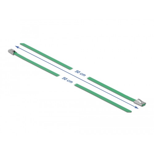 Delock Stainless Steel Cable Ties L 500 x W 4.6 mm green 10 pieces