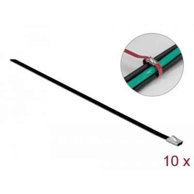 Delock Stainless Steel Cable Ties L 500 x W 4.6 mm black 10 pieces