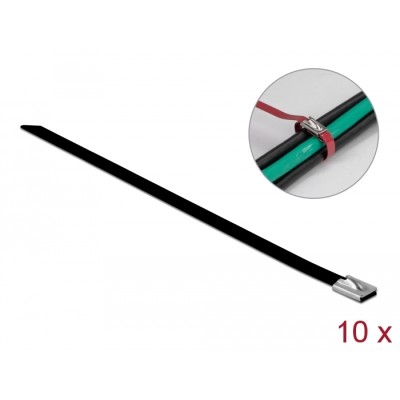 Delock Stainless Steel Cable Ties L 500 x W 7.9 mm black 10 pieces