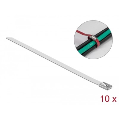 Delock Stainless Steel Cable Ties L 200 x W 7.9 mm white 10 pieces