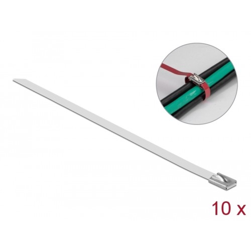 Delock Stainless Steel Cable Ties L 400 x W 7.9 mm white 10 pieces