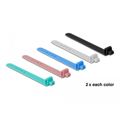 Delock Silicone Cable Ties reusable 10 pieces assorted colors