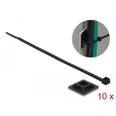 Delock Cable Tie Mount 25 x 25 mm with Cable Tie L 300 x W 4.8 mm black