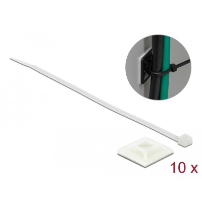 Delock Cable Tie Mount 25 x 25 mm with Cable Tie L 300 x W 4.8 mm white