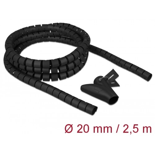 Delock Spiral Hose with Pull-in Tool 2.5 m x 20 mm black