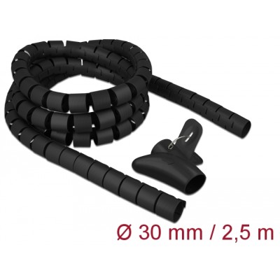 Delock Spiral Hose with Pull-in Tool 2.5 m x 30 mm black