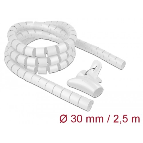 Delock Spiral Hose with Pull-in Tool 2.5 m x 30 mm white