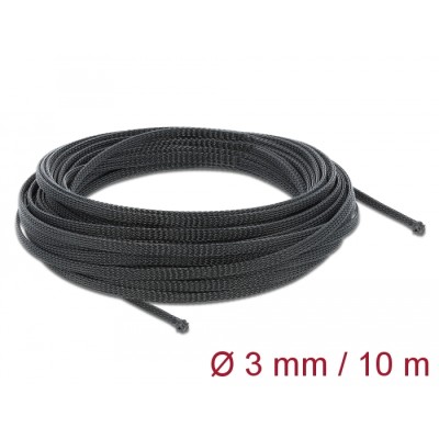 Delock Braided Sleeve stretchable 10 m x 3 mm black