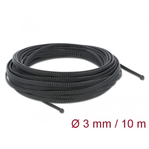 Delock Braided Sleeve stretchable 10 m x 3 mm black