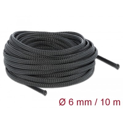 Delock Braided Sleeve stretchable 10 m x 6 mm black