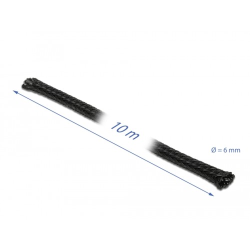 Delock Braided Sleeve stretchable 10 m x 6 mm black