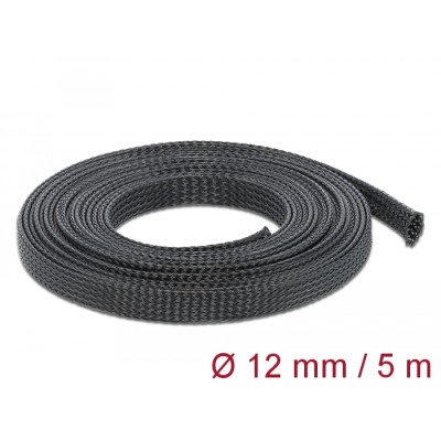 Delock Braided Sleeve stretchable 5 m x 12 mm black