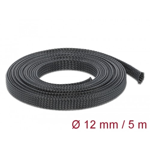 Delock Braided Sleeve stretchable 5 m x 12 mm black