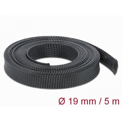 Delock Braided Sleeve stretchable 5 m x 19 mm black