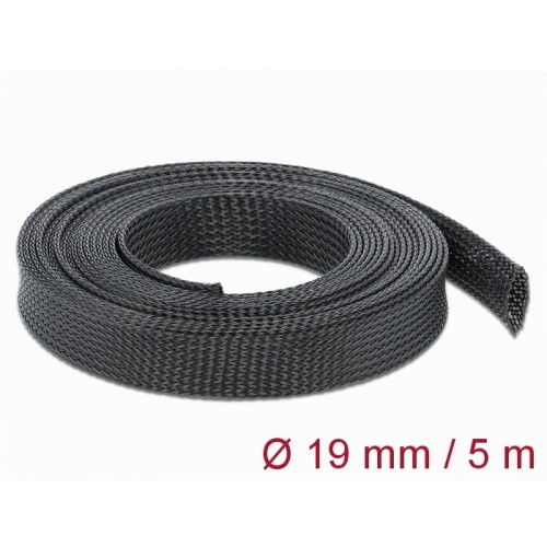Delock Braided Sleeve stretchable 5 m x 19 mm black