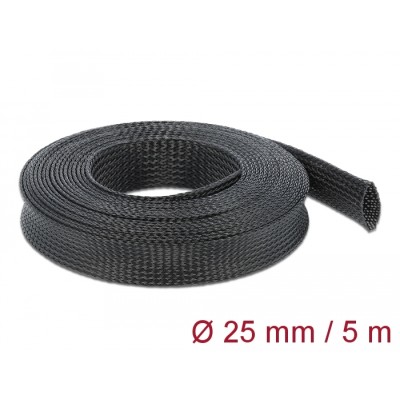 Delock Braided Sleeve stretchable 5 m x 25 mm black