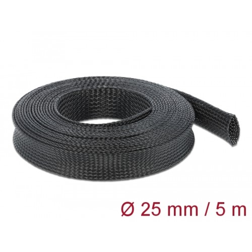 Delock Braided Sleeve stretchable 5 m x 25 mm black