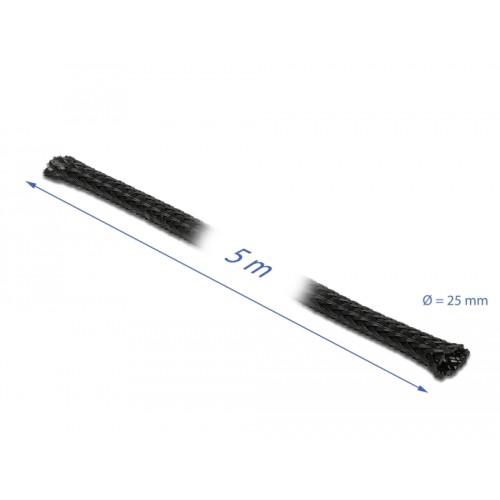 Delock Braided Sleeve stretchable 5 m x 25 mm black