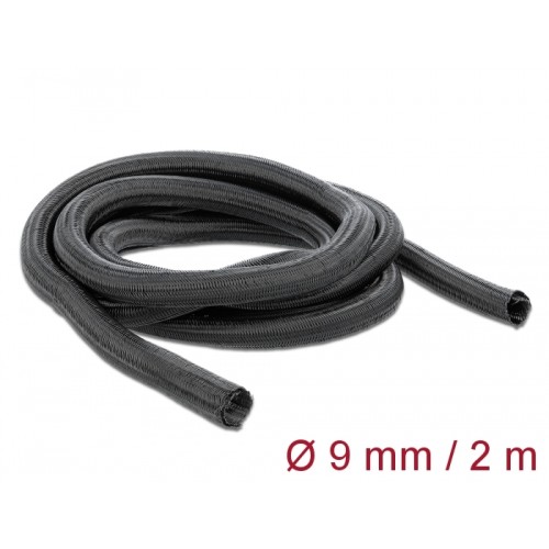 Delock Braided Sleeve self-closing 2 m x 9 mm black